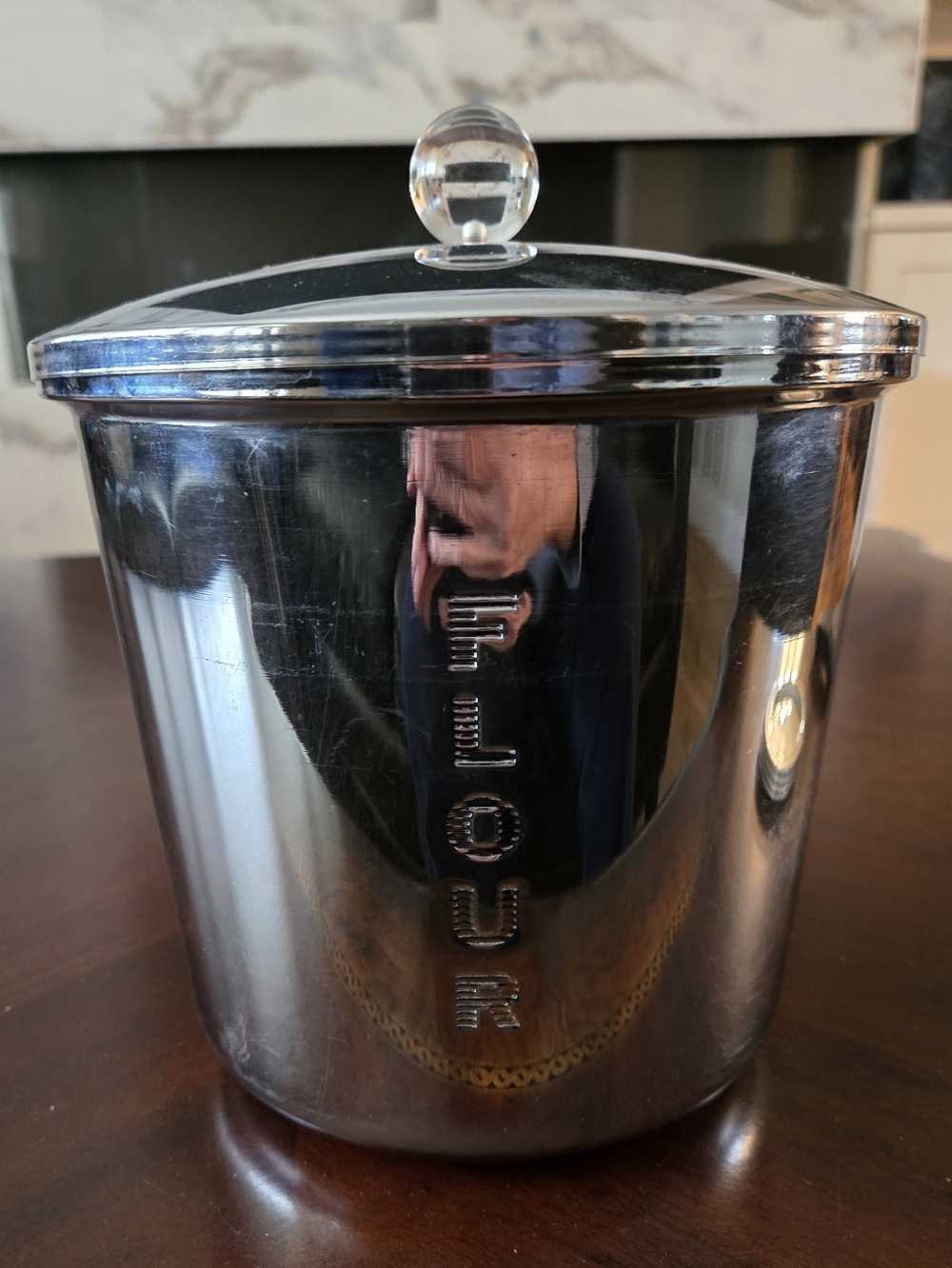 Vintage Stainless Steel (FLOUR) Canister with Lid